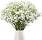 24Pcs Babys Breath Artificial Flowers, Fake Baby Breath Flowers Artificial Bulk White Faux Gypsophila Real Touch Flowers for Outdoors Wedding DIY Bouquet Arrangement Party Home Decor